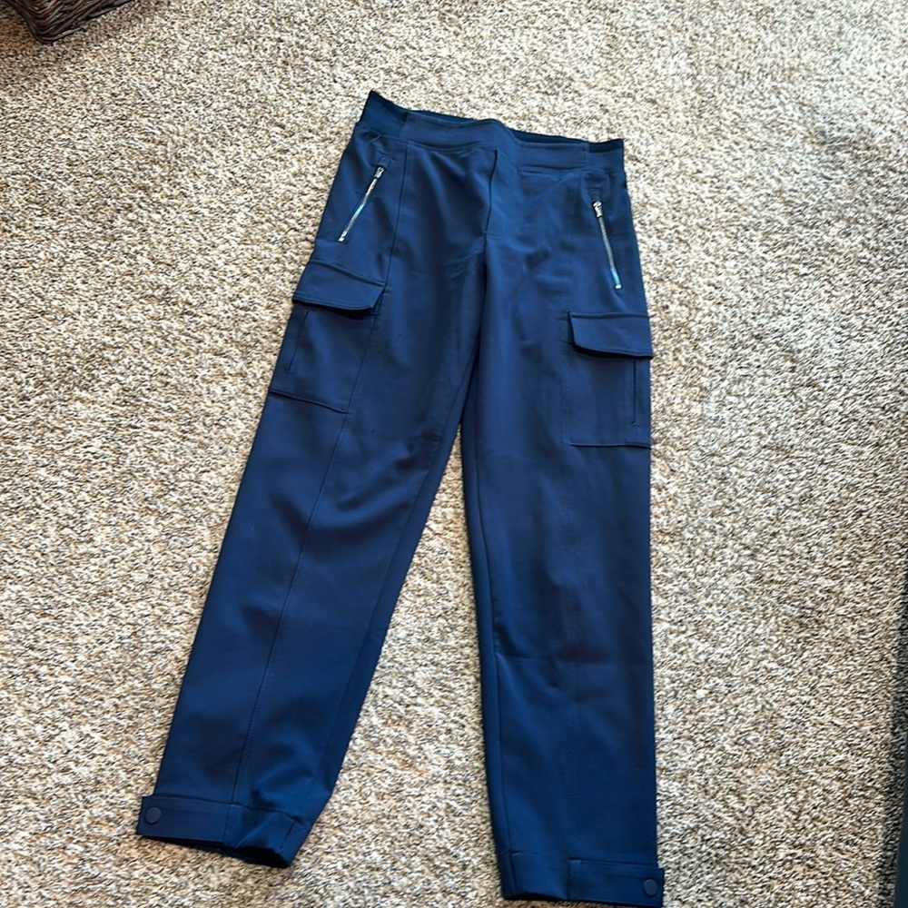 Navy Cargo Trousers with Zip Pockets - Women